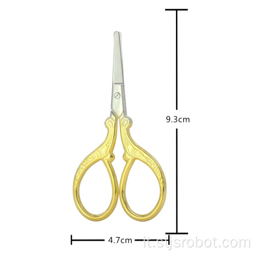 Forbici professionali professionali per sopracciglia curve in acciaio inossidabile placcato oro portatile